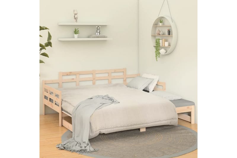 beBasic daybed med udtræk 2x(90x190) cm massivt fyrretræ - Brun - Sovesofaer