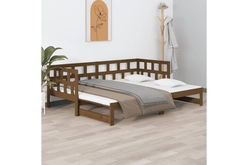 beBasic daybed med udtræk 2x(90x190) cm massivt fyrretræ gyldenbrun - Brun - Møbler - Sofaer - Daybed