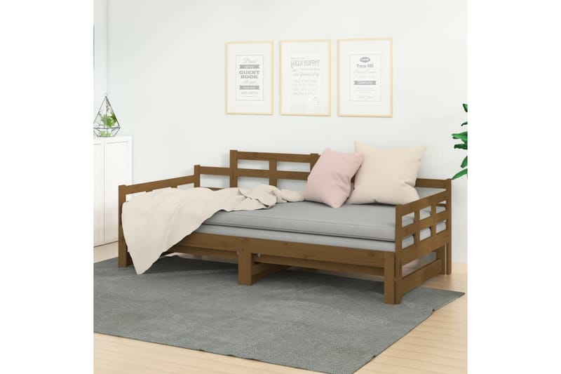 beBasic daybed med udtræk 2x(90x190) cm massivt fyrretræ gyldenbrun - Brun - Sovesofaer