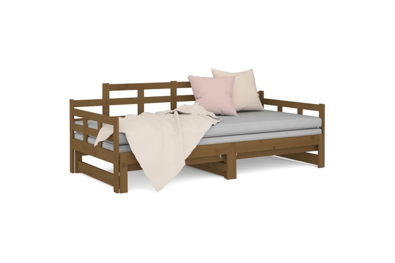 beBasic daybed med udtræk 2x(90x190) cm massivt fyrretræ gyldenbrun - Brun - Sovesofaer