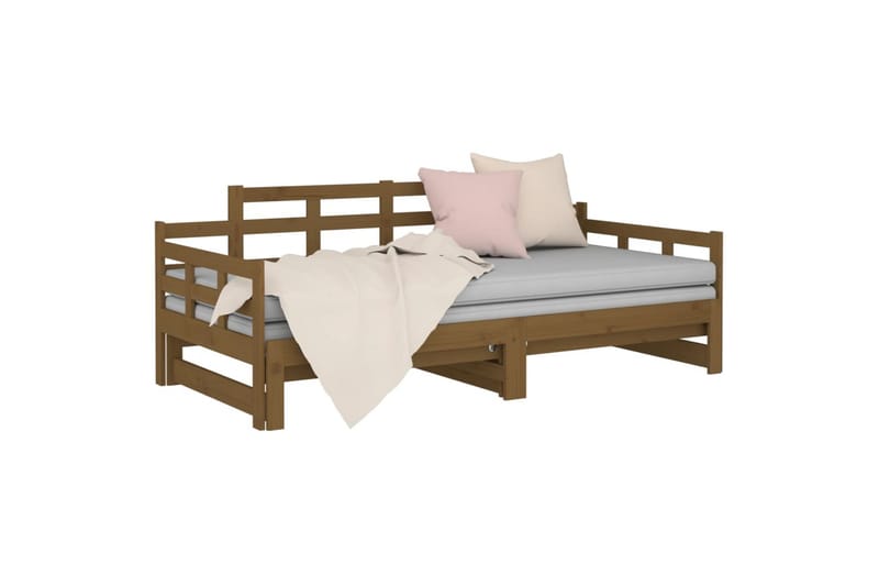 beBasic daybed med udtræk 2x(90x190) cm massivt fyrretræ gyldenbrun - Brun - Sovesofaer