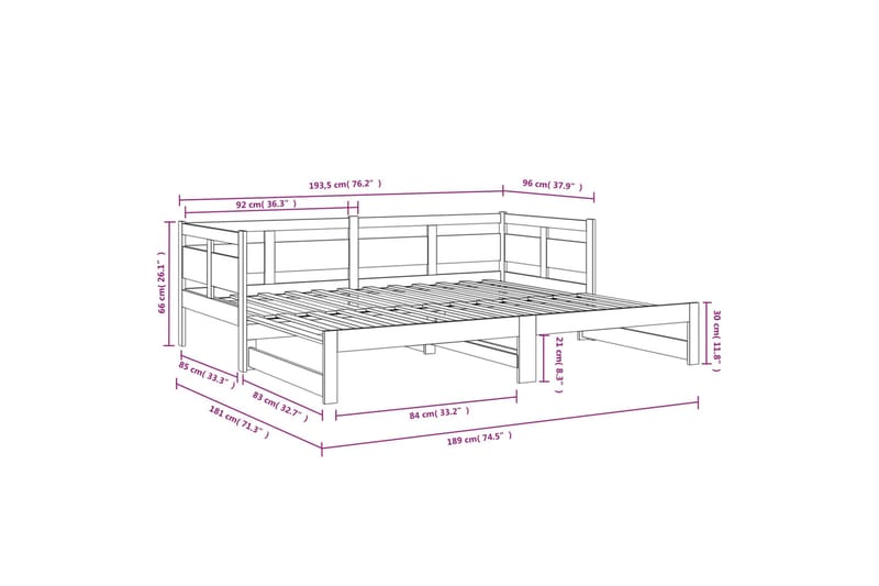 beBasic daybed med udtræk 2x(90x190) cm massivt fyrretræ hvid - Hvid - Møbler - Sofaer - Sovesofaer