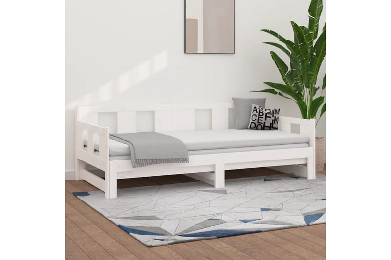 beBasic daybed med udtræk 2x(90x190) cm massivt fyrretræ hvid - Hvid - Sovesofaer