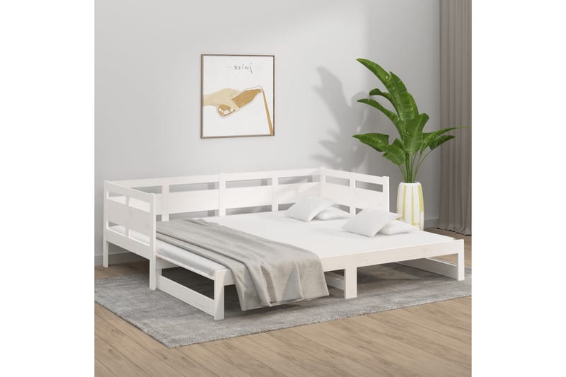 beBasic daybed med udtræk 2x(90x190) cm massivt fyrretræ hvid - Hvid - Sovesofaer