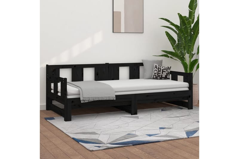beBasic daybed med udtræk 2x(90x190) cm massivt fyrretræ sort - Sort - Møbler - Sofaer - Daybed