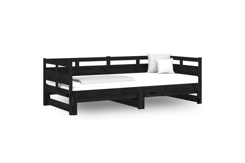 beBasic daybed med udtræk 2x(90x190) cm massivt fyrretræ sort - Sort - Sovesofaer