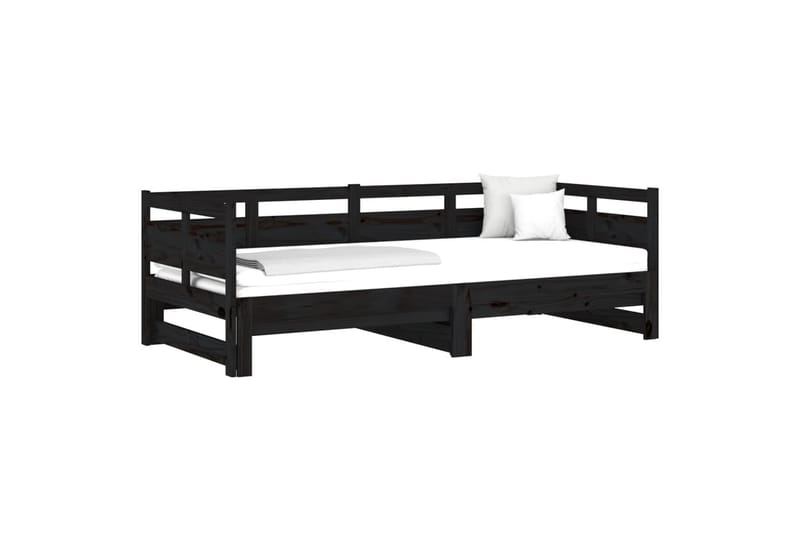 beBasic daybed med udtræk 2x(90x190) cm massivt fyrretræ sort - Sort - Sovesofaer