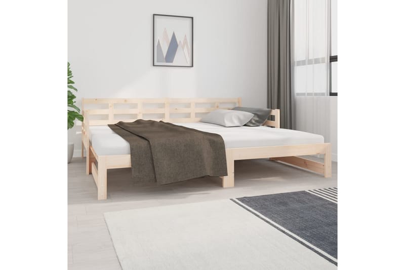 beBasic daybed med udtræk 2x(90x200) cm massivt fyrretræ - Brun - Sovesofaer