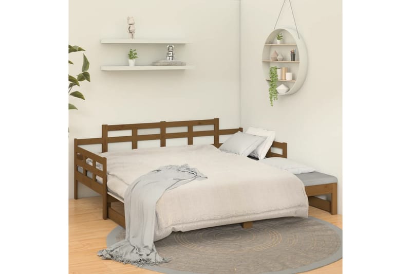 beBasic daybed med udtræk 2x(90x200) cm massivt fyrretræ gyldenbrun - Brun - Sovesofaer