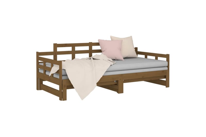 beBasic daybed med udtræk 2x(90x200) cm massivt fyrretræ gyldenbrun - Brun - Sovesofaer