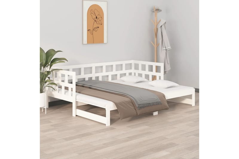 beBasic daybed med udtræk 2x(90x200) cm massivt fyrretræ hvid - Hvid - Møbler - Sofaer - Daybed