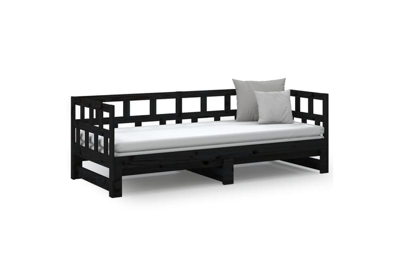 beBasic daybed med udtræk 2x(90x200) cm massivt fyrretræ sort - Sort - Møbler - Sofaer - Daybed