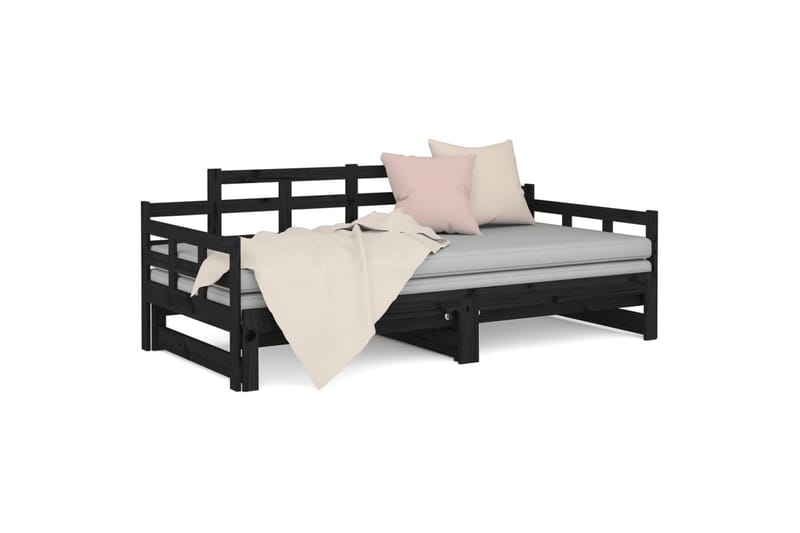 beBasic daybed med udtræk 2x(90x200) cm massivt fyrretræ sort - Sort - Sovesofaer