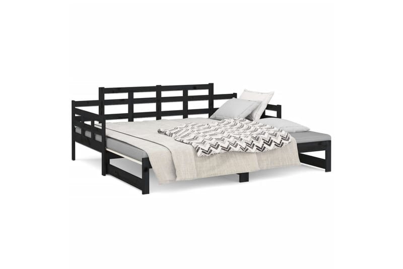 beBasic daybed med udtræk 2x(90x200) cm massivt fyrretræ sort - Sort - Møbler - Sofaer - Daybed