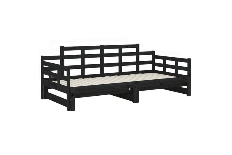 beBasic daybed med udtræk 2x(90x200) cm massivt fyrretræ sort - Sort - Møbler - Sofaer - Daybed
