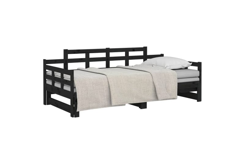 beBasic daybed med udtræk 2x(90x200) cm massivt fyrretræ sort - Sort - Sovesofaer