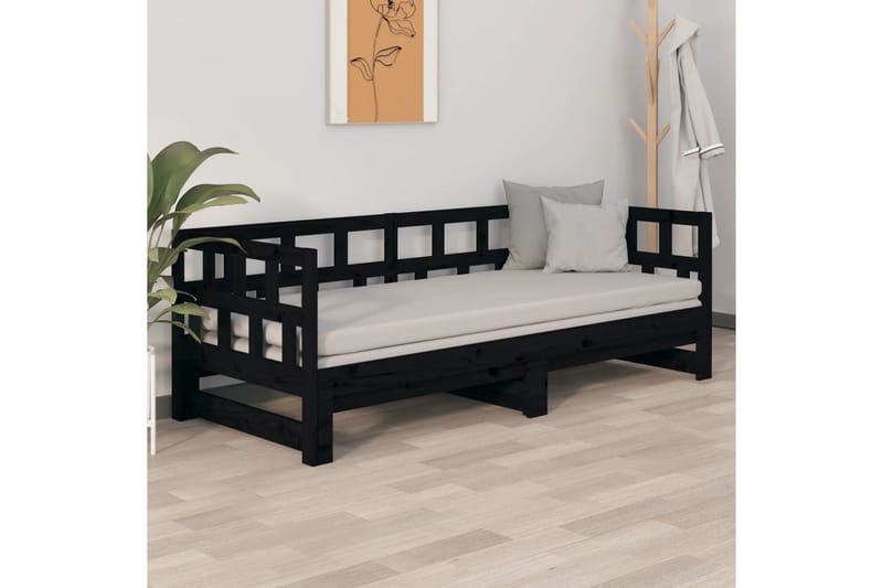 beBasic daybed med udtræk 2x(90x200) cm massivt fyrretræ sort - Sort - Sovesofaer