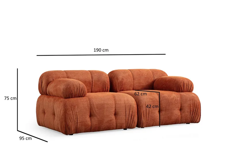 Belgin Sofa 2-personers - Orange - Møbler - Sofaer - Modulsofaer - Komplet modulsofa