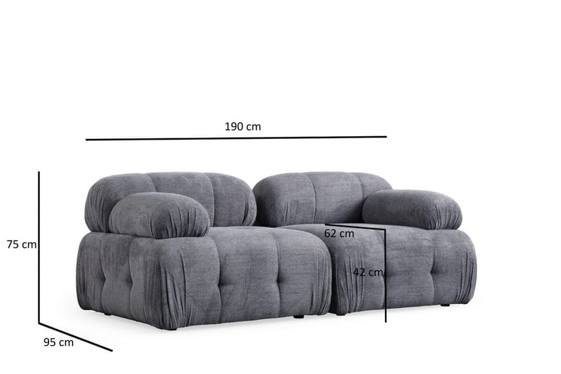 Belgin Sofa 2-personers - Grå - Møbler - Sofaer - Modulsofaer - Komplet modulsofa