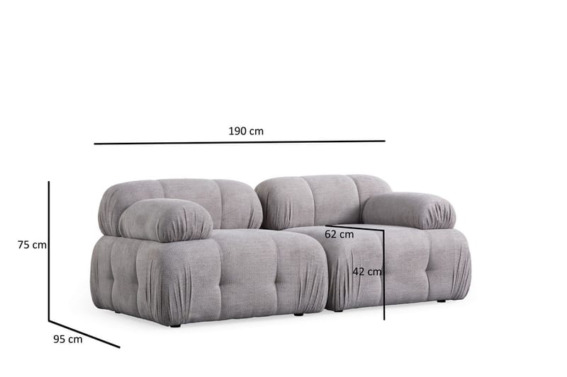 Belgin Sofa 2-personers - Lys grå - Møbler - Sofaer - Modulsofaer - Komplet modulsofa