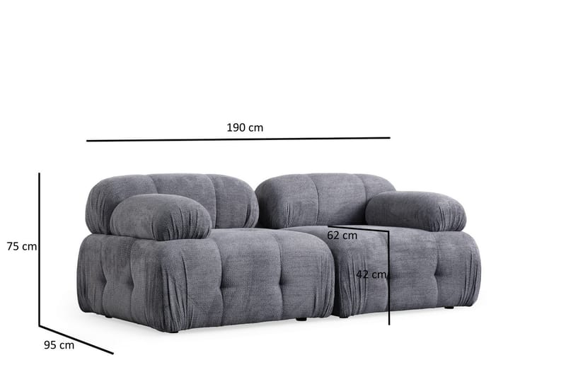 Belgin Sofa 2-personers - Grå - Møbler - Sofaer - 2 personers sofa