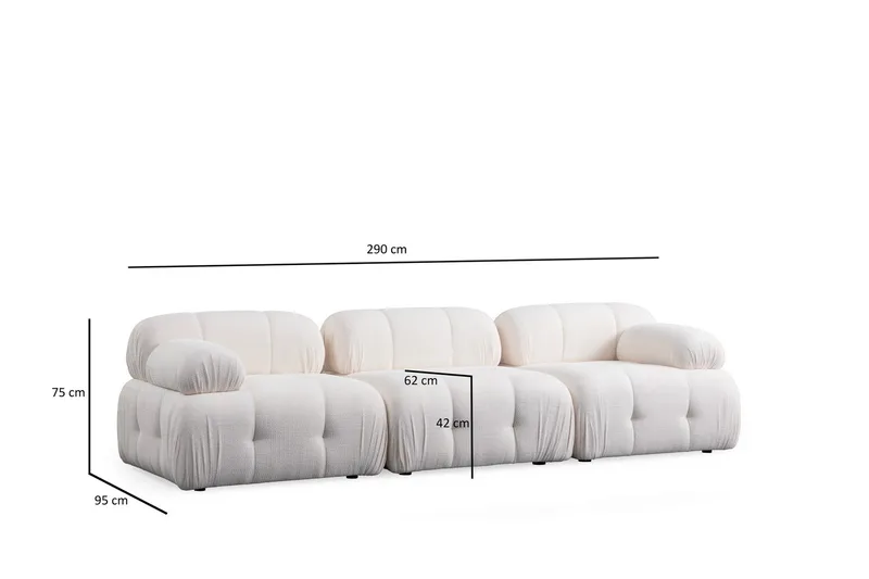 Belgin Sofa 3-personers - Hvid - Møbler - Sofaer - Modulsofaer - Komplet modulsofa