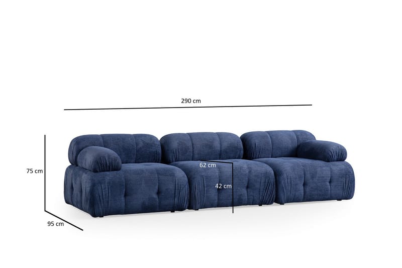 Belgin Sofa 3-personers - Blå - Møbler - Sofaer - Modulsofaer - Komplet modulsofa