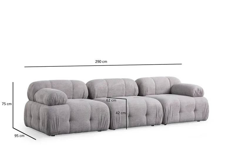 Belgin Sofa 3-personers - Lys grå - Møbler - Sofaer - Modulsofaer - Komplet modulsofa