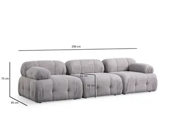 Belgin Sofa 3-personers - Lys grå - Møbler - Sofaer - Modulsofaer - Komplet modulsofa