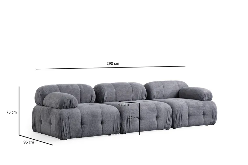 Belgin Sofa 3-personers - Grå - Møbler - Sofaer - Modulsofaer - Komplet modulsofa