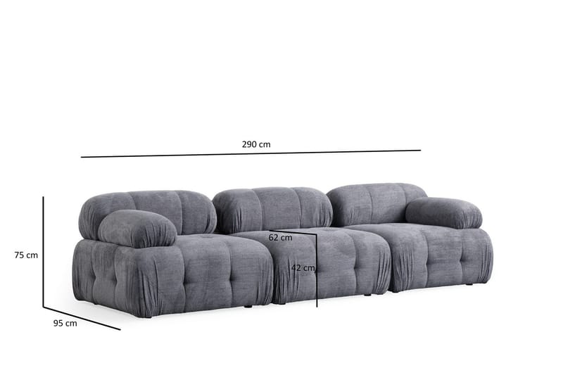 Belgin Sofa 3-personers - Grå - Møbler - Sofaer - Modulsofaer - Komplet modulsofa