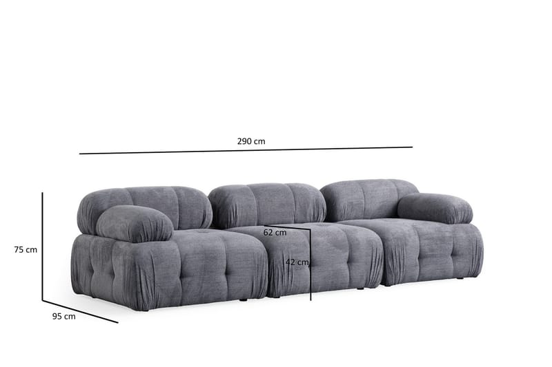 Belgin Sofa 3-personers - Grå - Møbler - Sofaer - 3 personers sofa