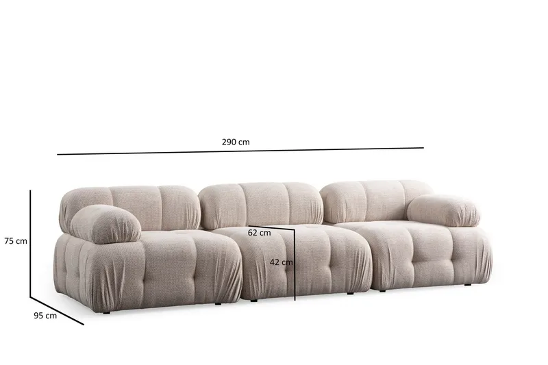 Belgin Sofa 3-personers - Creme - Møbler - Sofaer - Modulsofaer - Komplet modulsofa