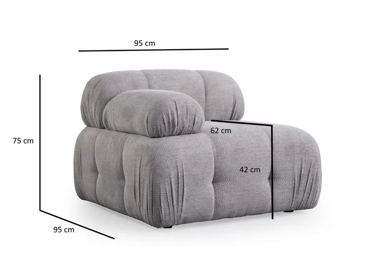 Belgin Sofa med Chaiselong 2-personers - Lys grå - Møbler - Sofaer - Modulsofaer - Komplet modulsofa