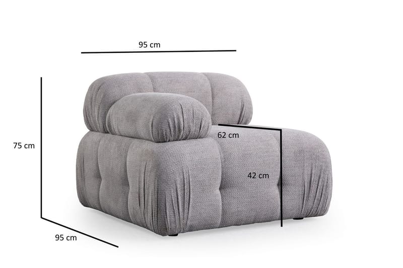 Belgin Sofa med Chaiselong 2-personers - Lys grå - Møbler - Sofaer - Modulsofaer - Komplet modulsofa