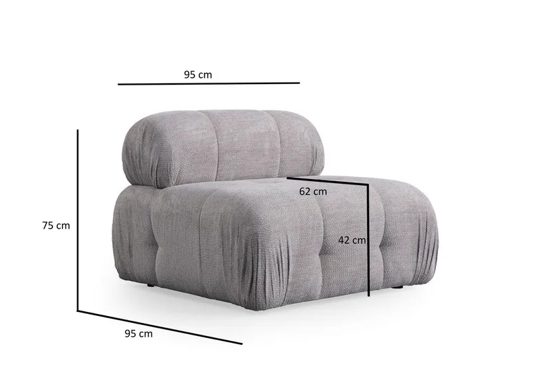 Belgin Sofa med Chaiselong 3-personers - Lys grå - Møbler - Sofaer - Modulsofaer - Komplet modulsofa