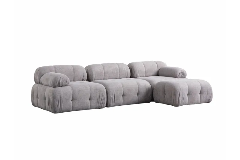 Belgin Sofa med Chaiselong 3-personers - Lys grå - Møbler - Sofaer - Modulsofaer - Komplet modulsofa