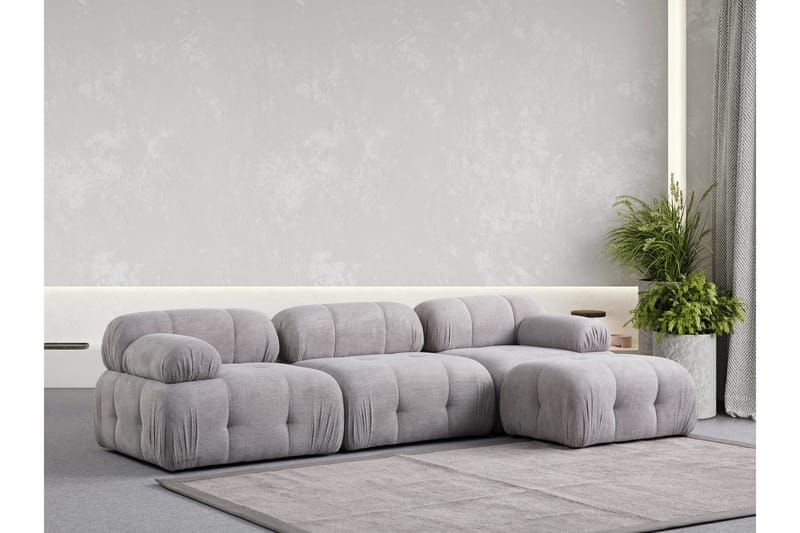 Belgin Sofa med Chaiselong 3-personers, Lys grå