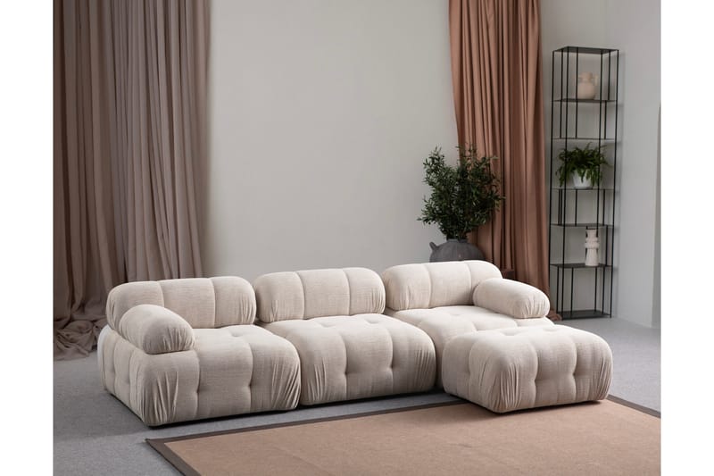 Belgin Sofa med Chaiselong 3-personers, Creme