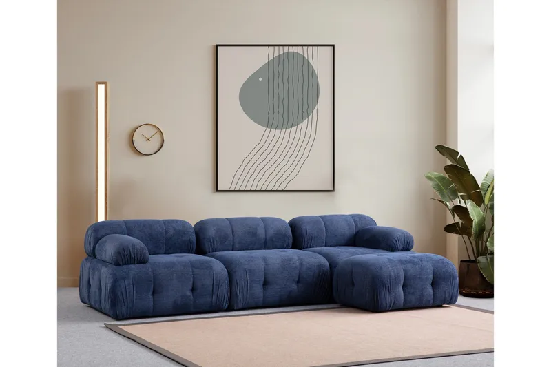 Belgin Sofa med Chaiselong 3-personers - Blå - Møbler - Sofaer - Modulsofaer - Komplet modulsofa