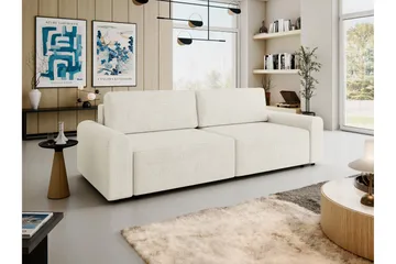 Bella Sovesofa 3-personers i Plys - Beige - Møbler - Sofaer - Sovesofaer