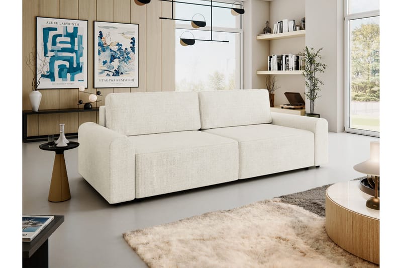 Bella Sovesofa 3-personers i Plys - Beige - Møbler - Sofaer - Sovesofaer