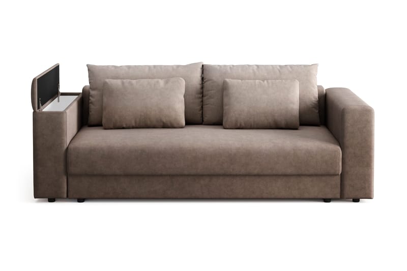 Bergen Ekstra dyb 3-personers sovesofa med topmadras i polyetherskum, vendbar sommer- og vinterside og vaskbart betræk - Beige stof - Møbler - Sofaer - Sovesofaer - 3 personers sovesofa