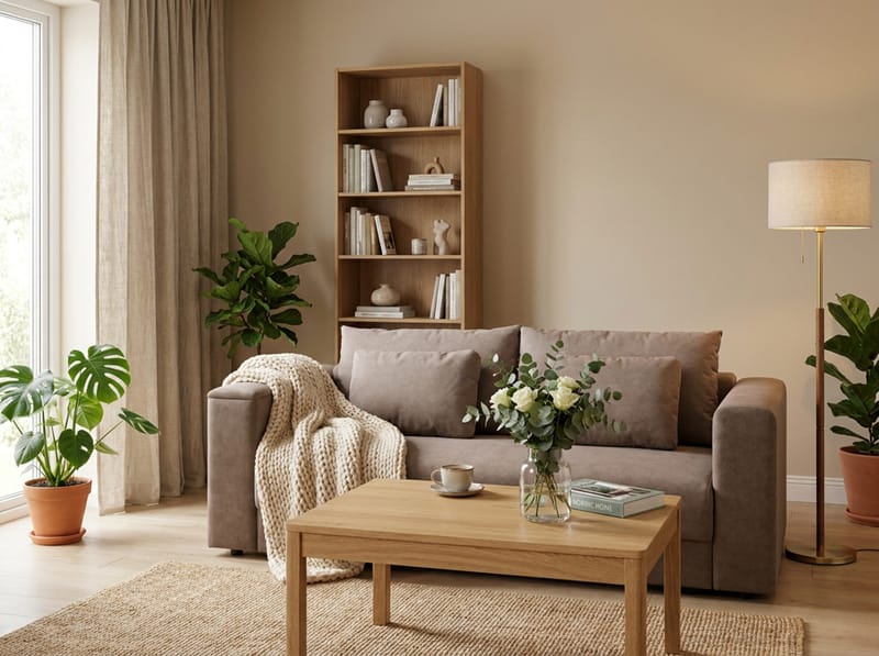 Bergen Ekstra dyb 3-personers sovesofa med topmadras i polyetherskum, vendbar sommer- og vinterside og vaskbart betræk - Beige stof - Møbler - Sofaer - Sovesofaer - 3 personers sovesofa