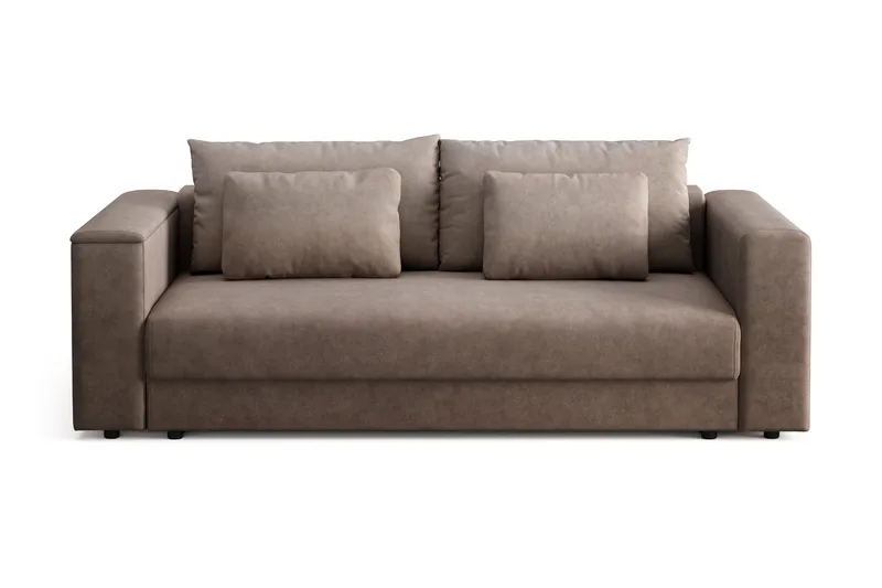 Bergen Ekstra dyb 3-personers sovesofa med topmadras i polyetherskum, vendbar sommer- og vinterside og vaskbart betræk, Beige stof