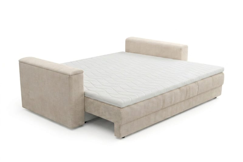Bergen Ekstra dyb 3-personers sovesofa med topmadras i polyetherskum og vaskbart betræk - Beige - Møbler - Sofaer - Sovesofaer - 3 personers sovesofa