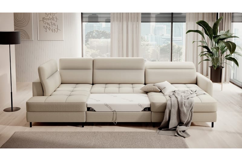 Berrto Sofa med Divan og Chaiselong 5-Pers. - Beige - Møbler - Sofaer - U Sofa