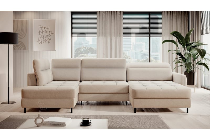 Berrto Sofa med Divan og Chaiselong 5-Pers. - Beige - Møbler - Sofaer - U Sofa