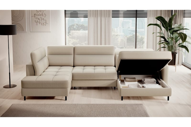 Berrto Sofa med Divan og Chaiselong 5-Pers. - Beige - Møbler - Sofaer - U Sofa