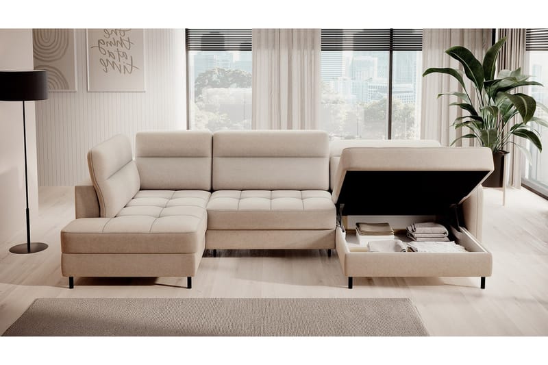 Berrto Sofa med Divan og Chaiselong 5-Pers. - Beige - Møbler - Sofaer - U Sofa